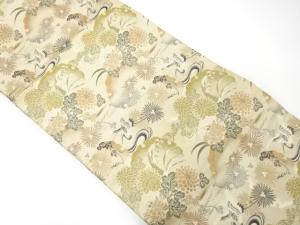 アンティーク　鶴に唐松・花模様織り出し丸帯（材料）